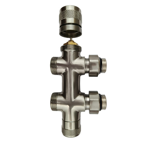 Узел нижнего подключения Primoclima Armature термостатический "Lunar" прямой 1/2"х3/4"Е, Никель мат фото 3