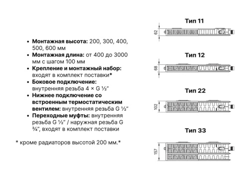 Радиатор стальной панельный Kermi Комфорт Профиль-К Тип 10, H300×1100 мм, боковое подключение, цвет RAL 9016 фото 4