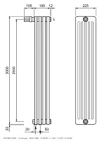 6-трубчатые радиаторы (глубина 225 мм) Радиатор трубчатый Kermi 6300-4 сек., подключение N69 твв, цвет RAL 9016